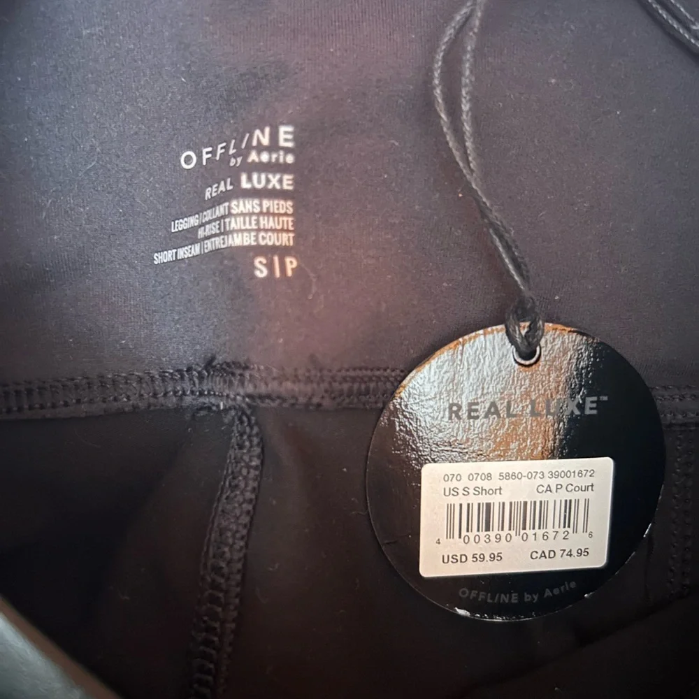 Aerie Real Luxe Black Leggings small short‎